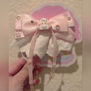 Pink and White Hair Bow
